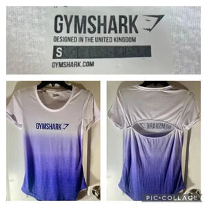 Gymshark Women's Ombré Short Sleeve T-Shirt Purple & White  Size: Small